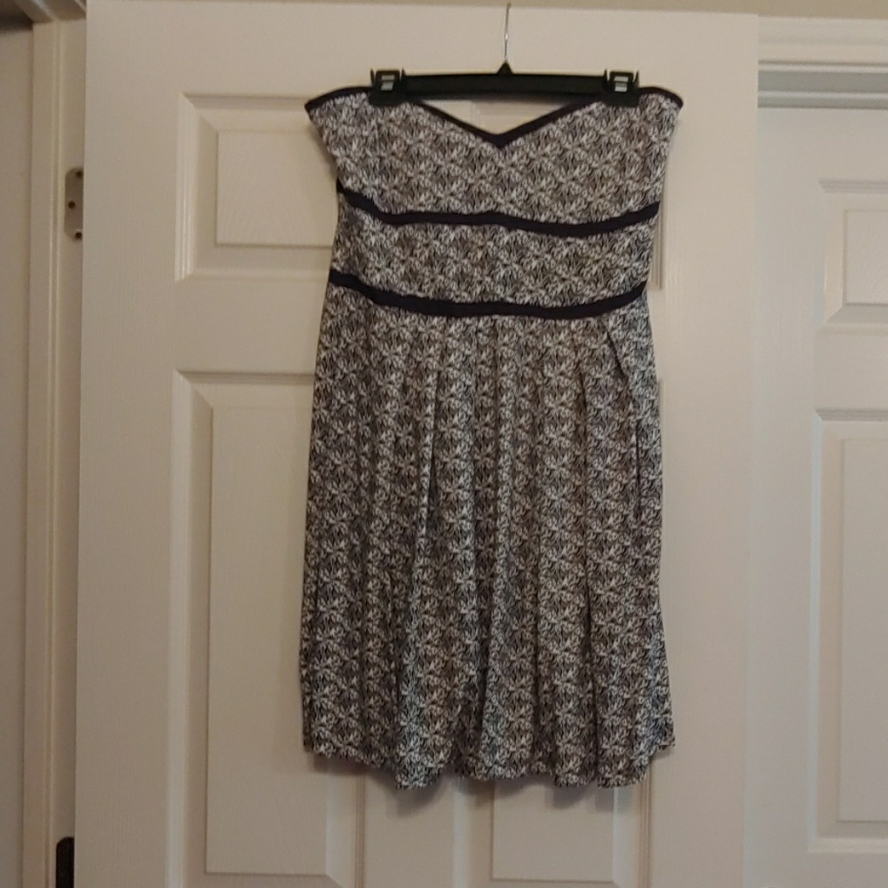 Navy and white print Dress